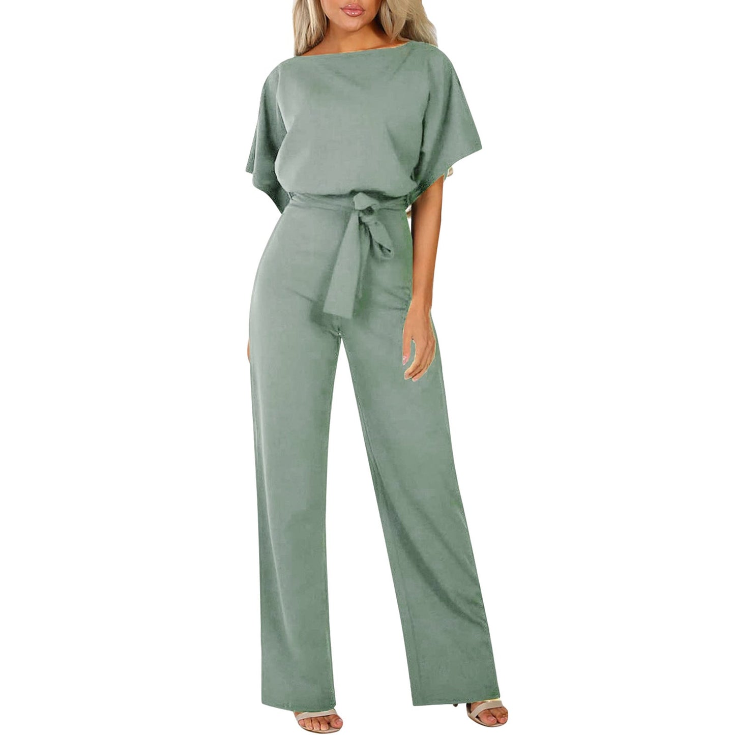 Liora – Damen Jumpsuit mit Bindegürtel und weitem Bein