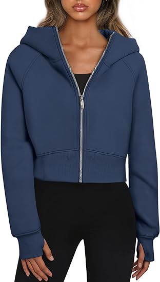 Mira – Damen Hoodie kurz geschnitten mit Reißverschluss und Kapuze