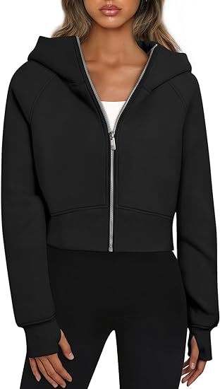 Mira – Damen Hoodie kurz geschnitten mit Reißverschluss und Kapuze