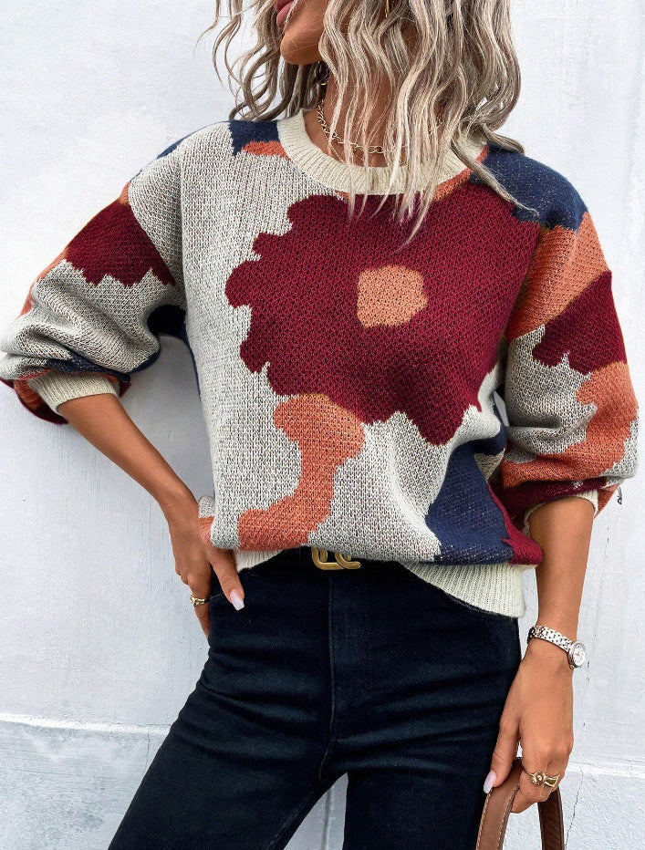 Lillia – Damenpullover mit Blumendesign