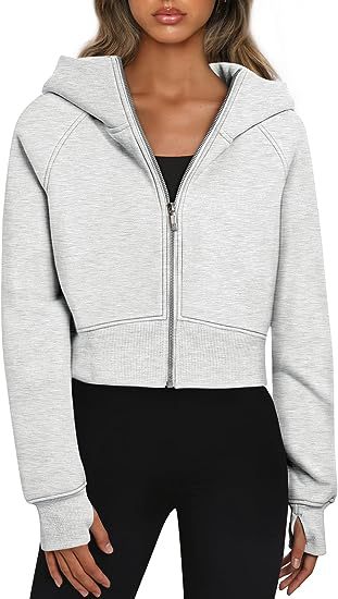 Mira – Damen Hoodie kurz geschnitten mit Reißverschluss und Kapuze
