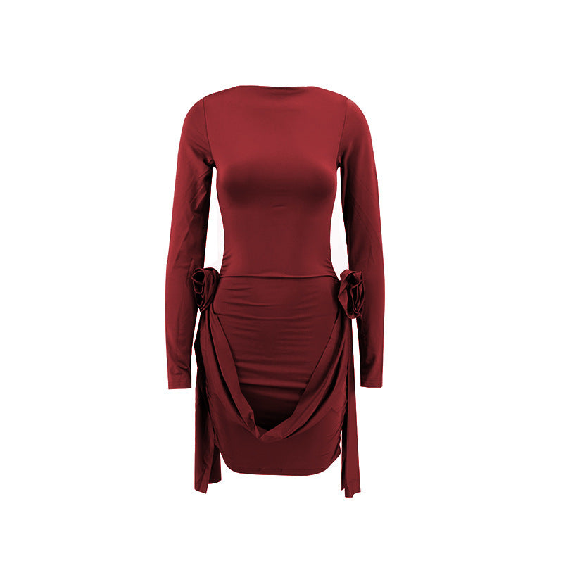 Aria – Damen Minikleid mit langen Ärmeln und Drapierung