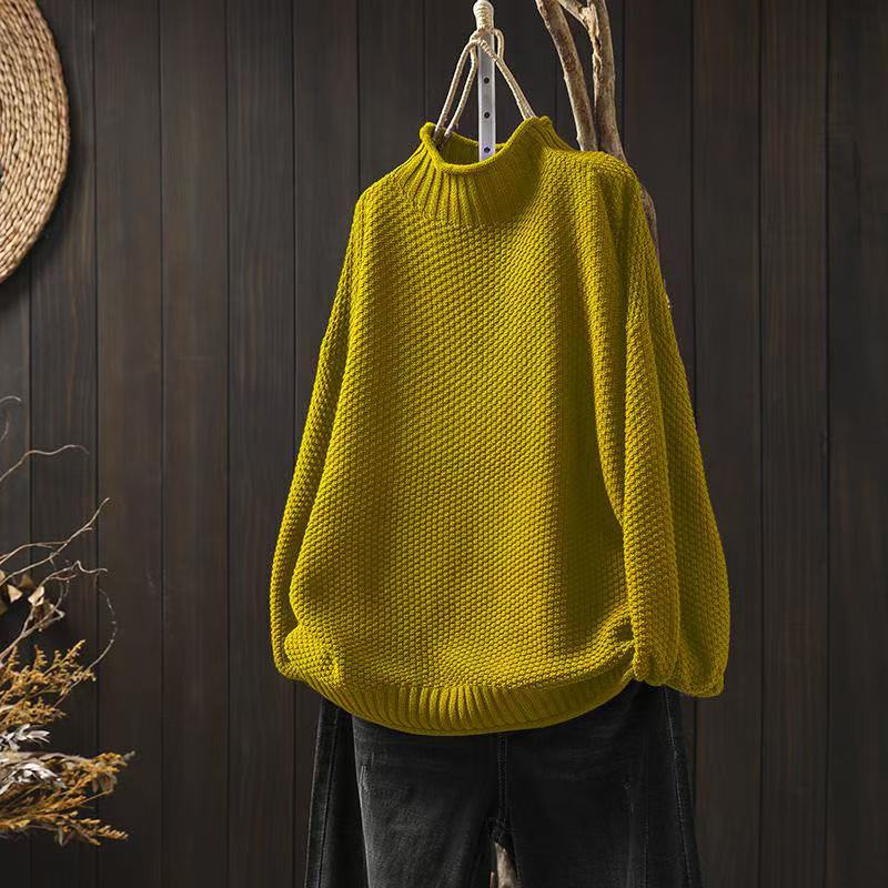 Sofia - Damen Pullover mit Stehkragen und Strukturmuster