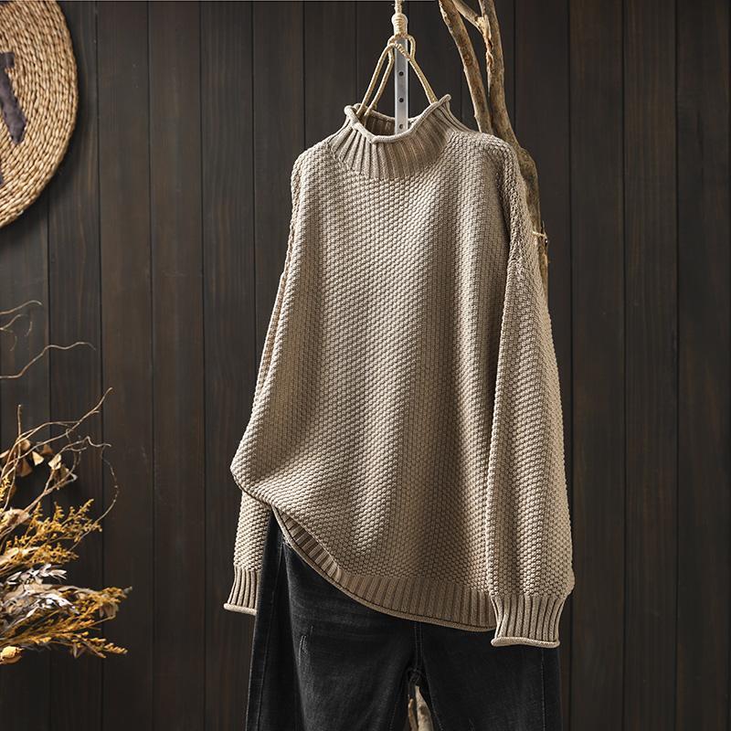 Sofia - Damen Pullover mit Stehkragen und Strukturmuster