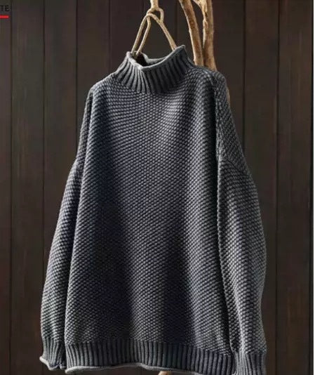 Sofia - Damen Pullover mit Stehkragen und Strukturmuster