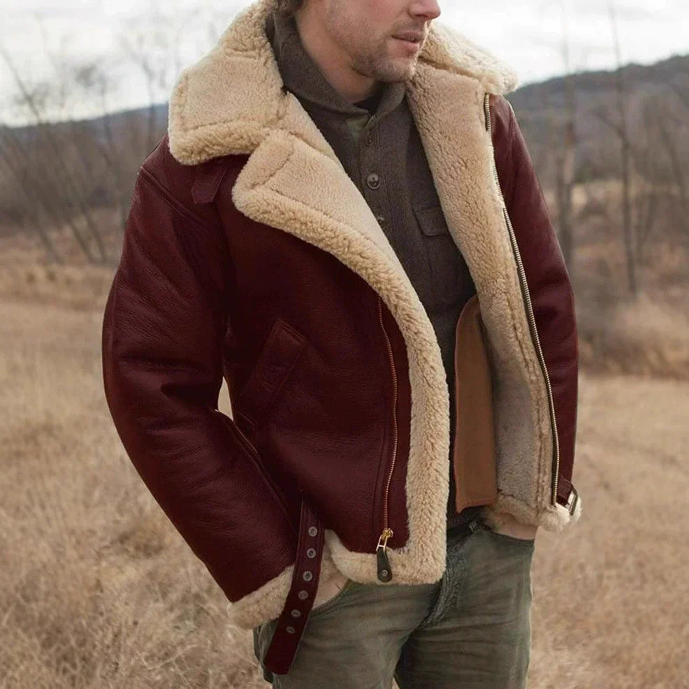 Erik – Gefütterte Lammfelljacke im Aviator-Stil für Herren