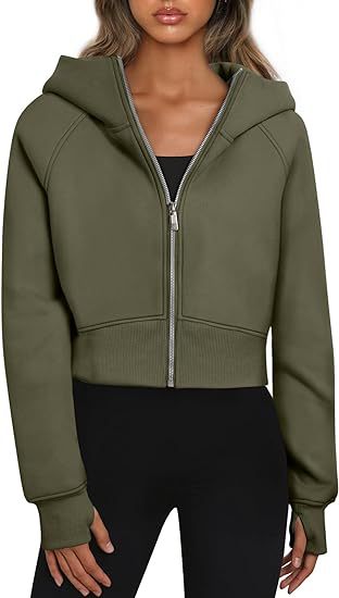 Mira – Damen Hoodie kurz geschnitten mit Reißverschluss und Kapuze