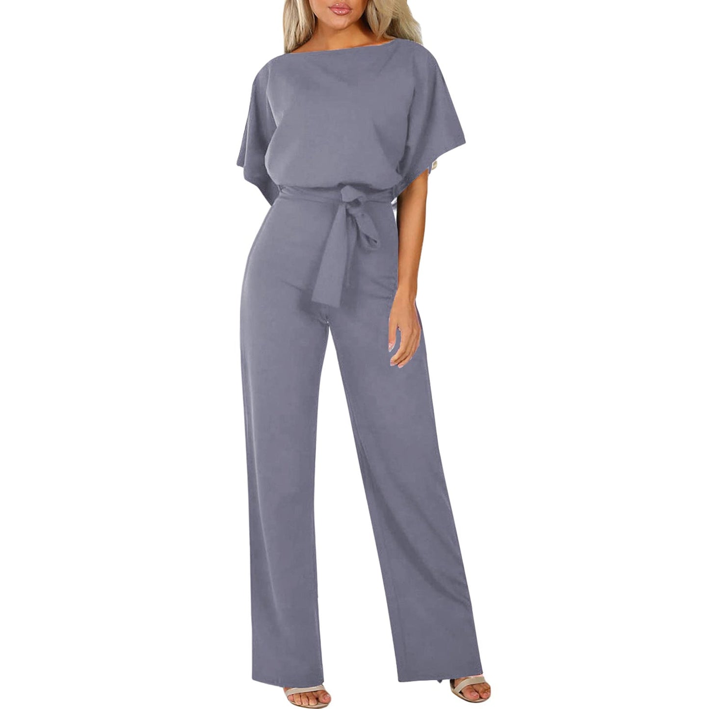 Liora – Damen Jumpsuit mit Bindegürtel und weitem Bein