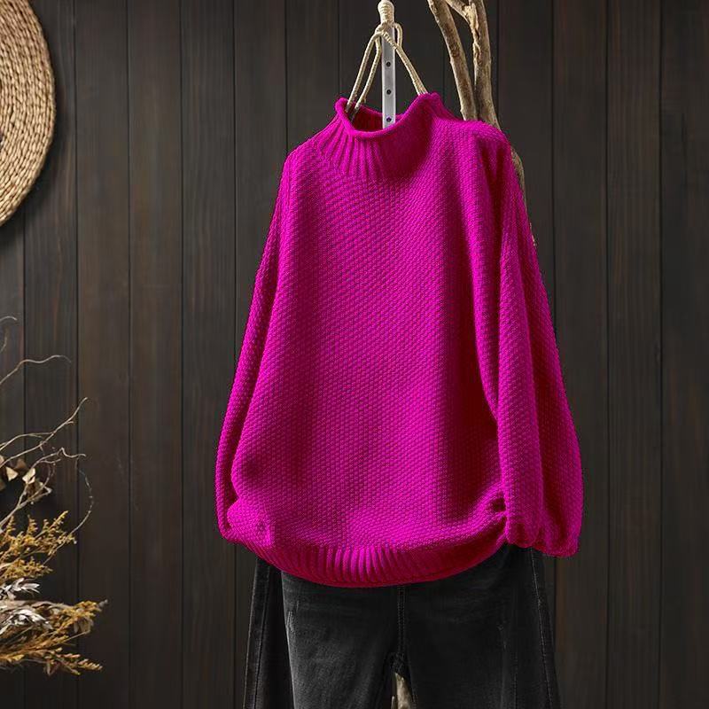 Sofia - Damen Pullover mit Stehkragen und Strukturmuster