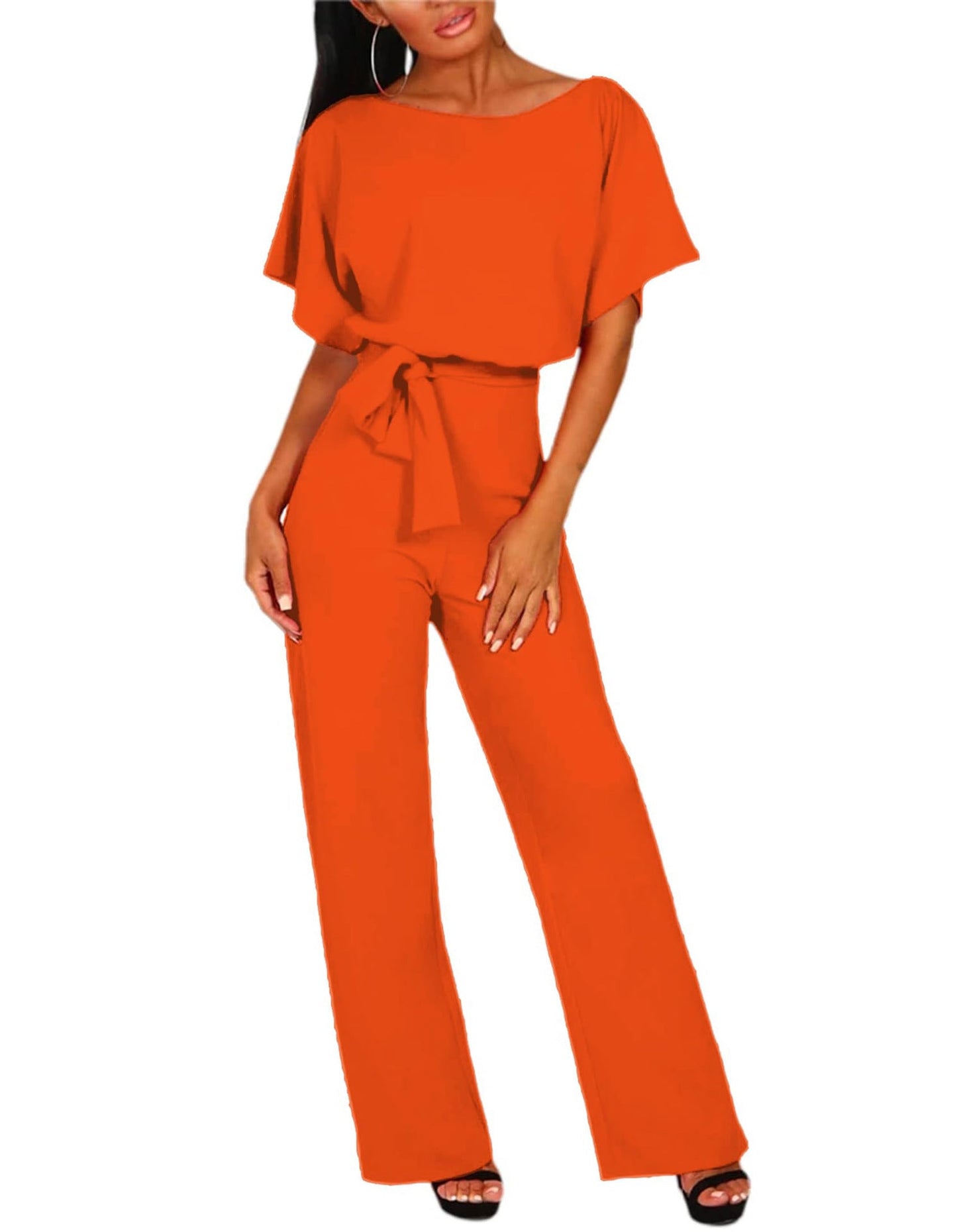Liora – Damen Jumpsuit mit Bindegürtel und weitem Bein