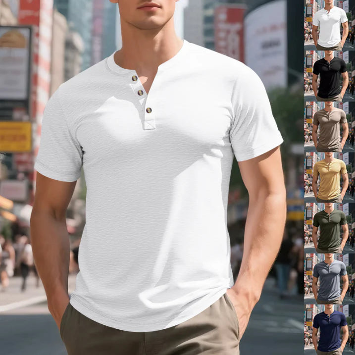 Marc - Herren T-Shirt mit Knopfleiste