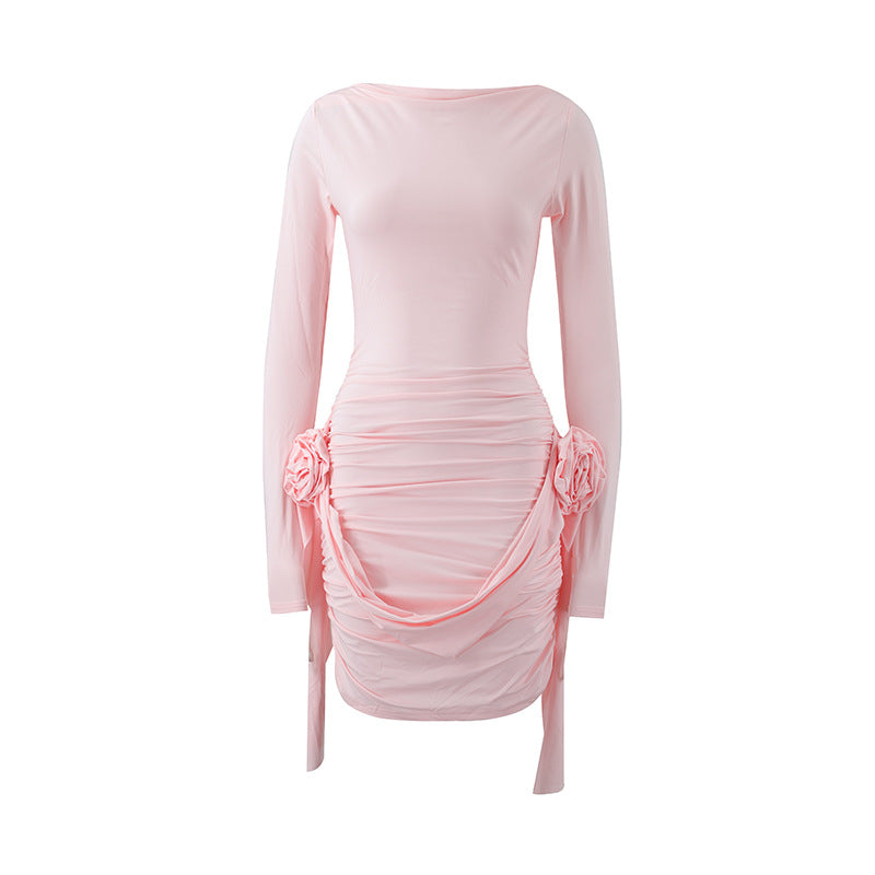 Aria – Damen Minikleid mit langen Ärmeln und Drapierung