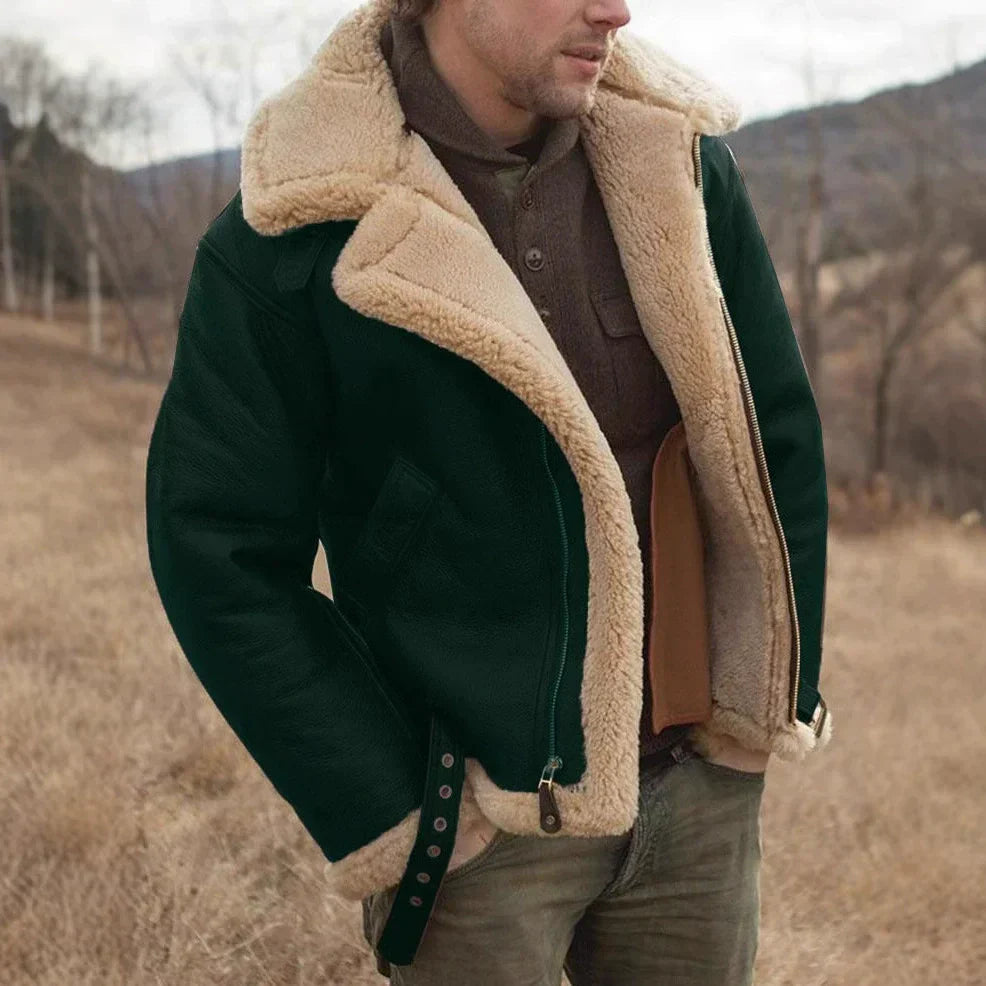 Erik – Gefütterte Lammfelljacke im Aviator-Stil für Herren