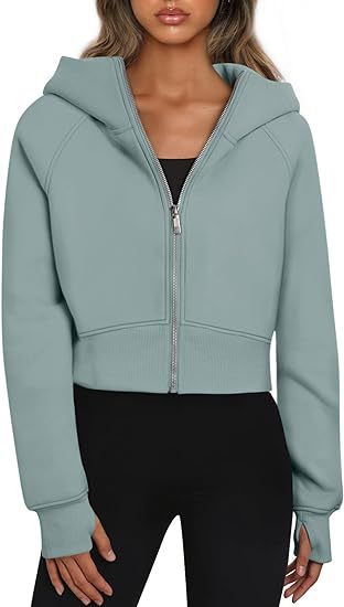 Mira – Damen Hoodie kurz geschnitten mit Reißverschluss und Kapuze