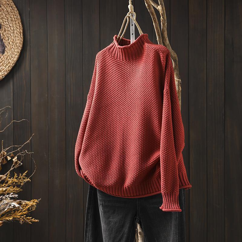 Sofia - Damen Pullover mit Stehkragen und Strukturmuster