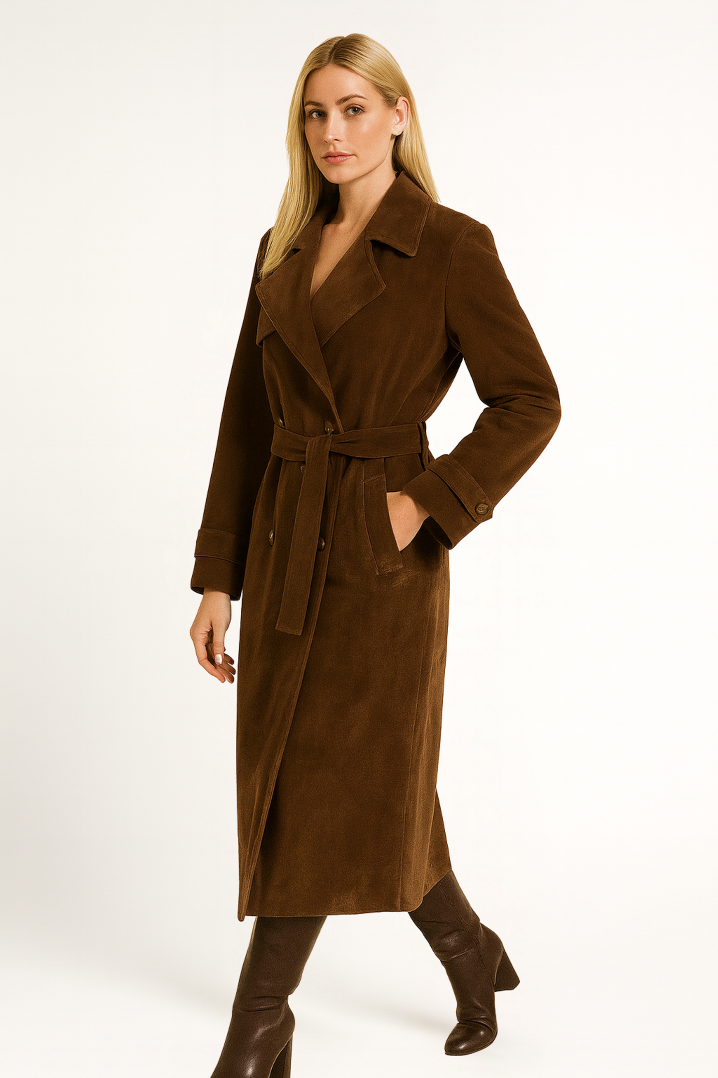 Isabella - Damen Trenchcoat mit doppelreihiger Knopfleiste