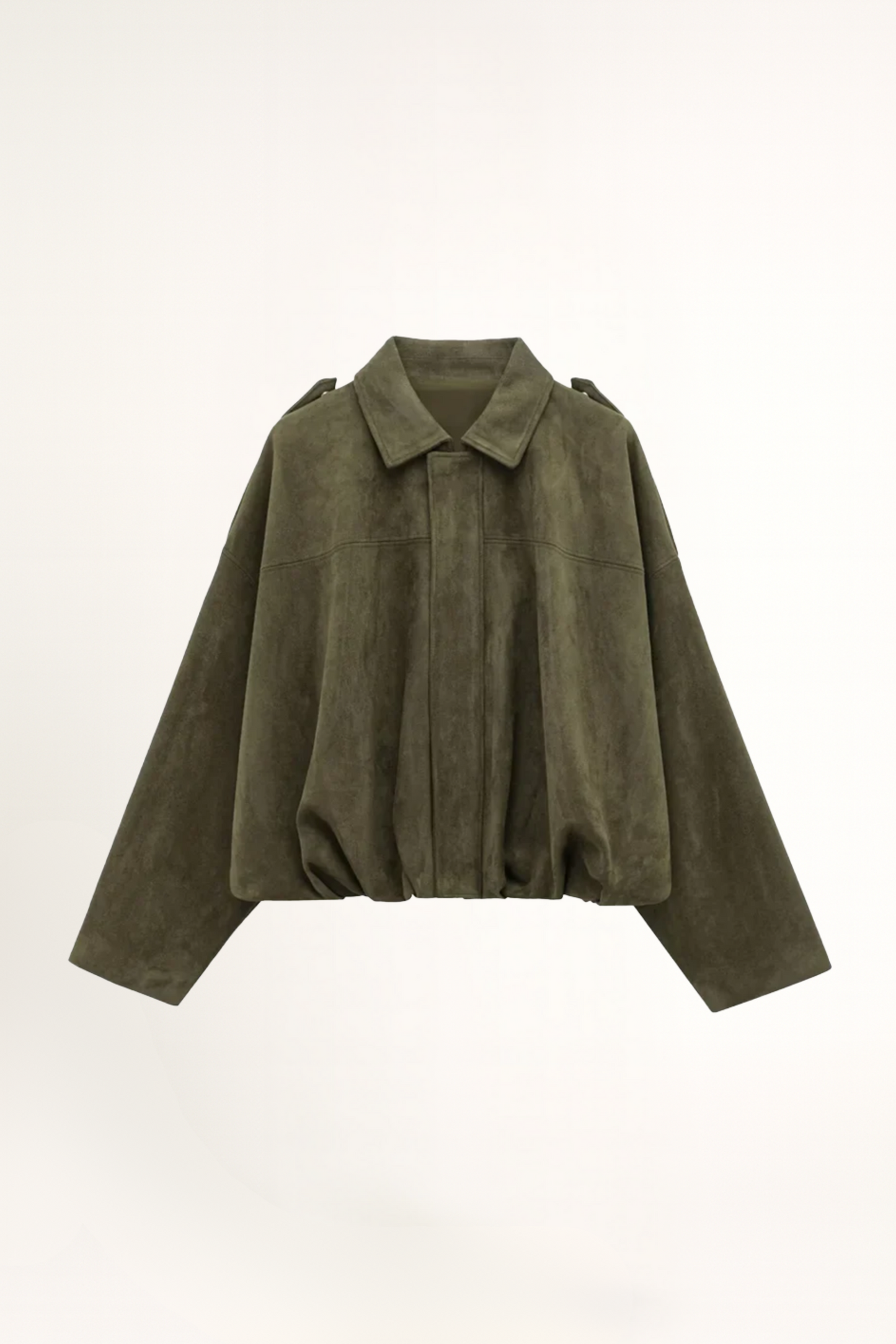 Lena - Oversized Damenjacke in Khaki Wildleder-Optik