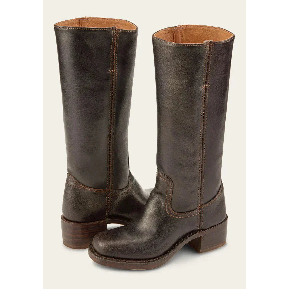 Aurelia – Damen Lederstiefel in Braun mit Blockabsatz