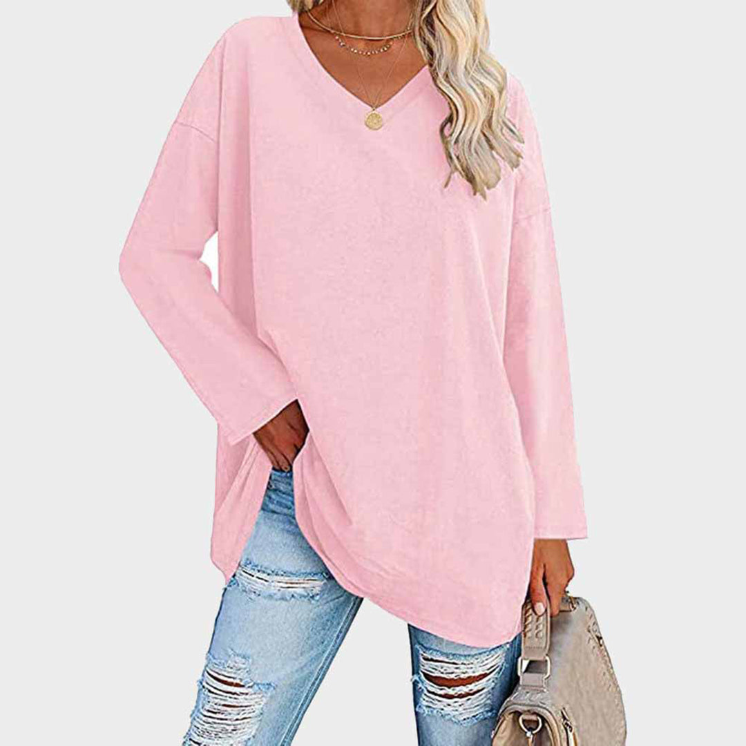 Mara - Damen Longsleeve mit V-Ausschnitt