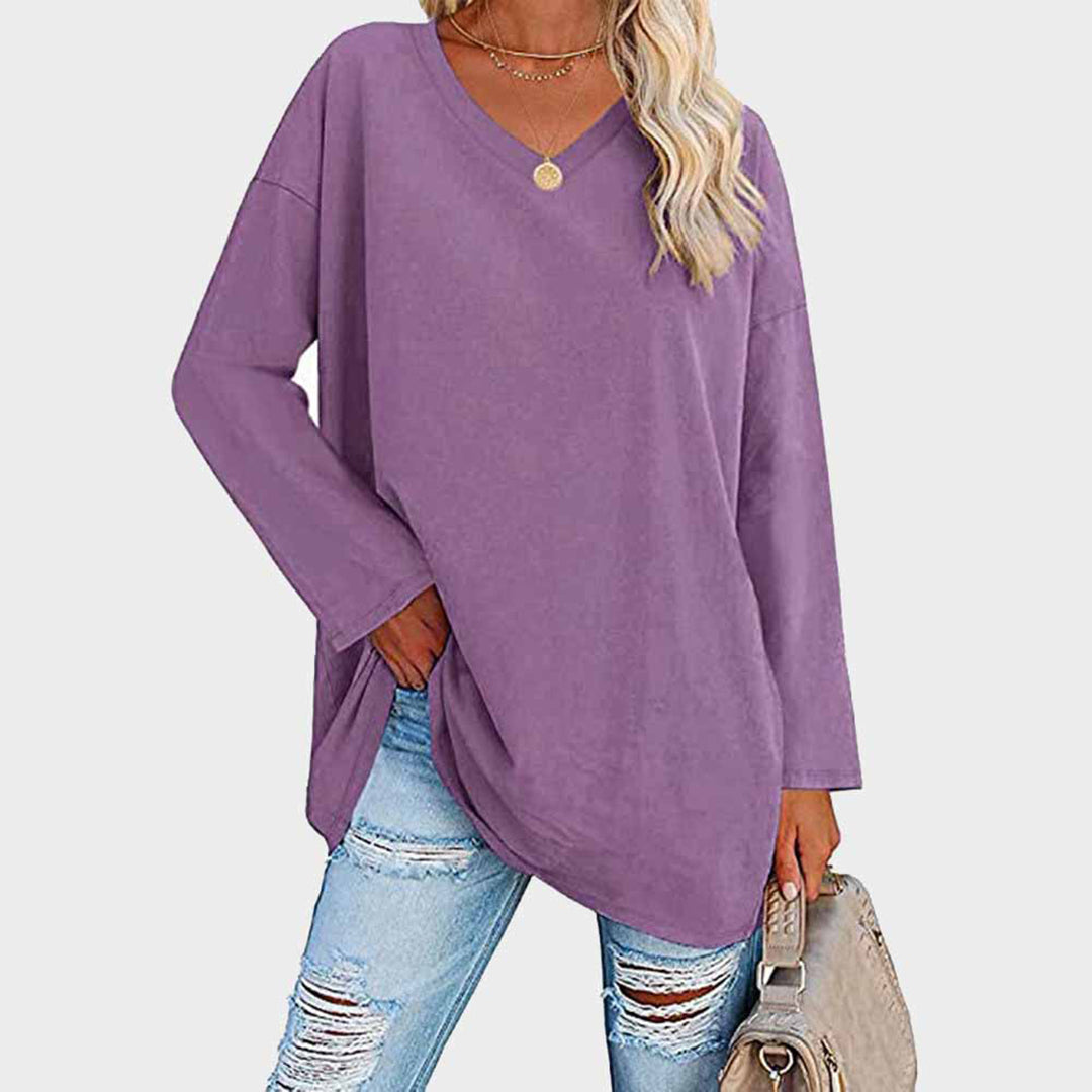 Mara - Damen Longsleeve mit V-Ausschnitt