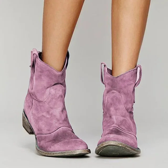 Siena – Graue Cowboy-Stiefeletten im Used-Look