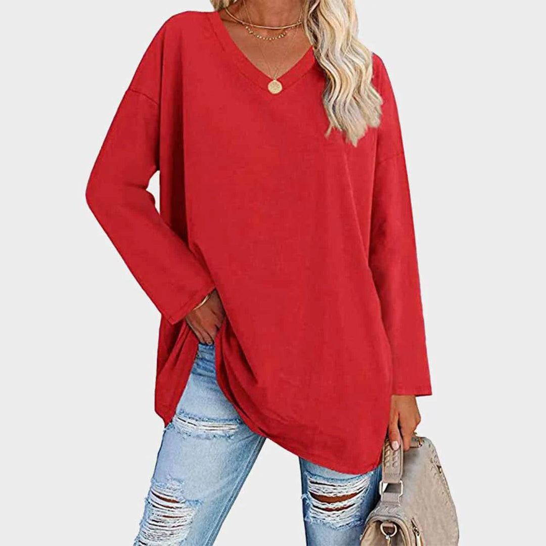 Mara - Damen Longsleeve mit V-Ausschnitt