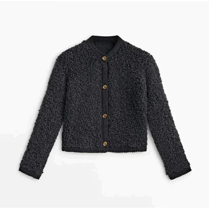Elisa-Marie - Damen Strickjacke mit Knopfleiste und Rundhalsausschnitt