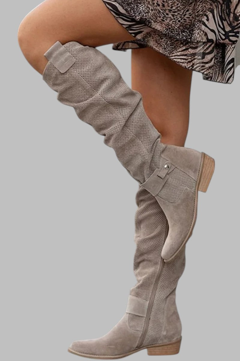 Laura - Damen Overknee Stiefel mit Blockabsatz