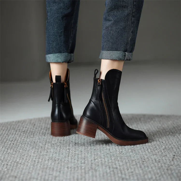Sophia – Klassische Lederstiefeletten Damen