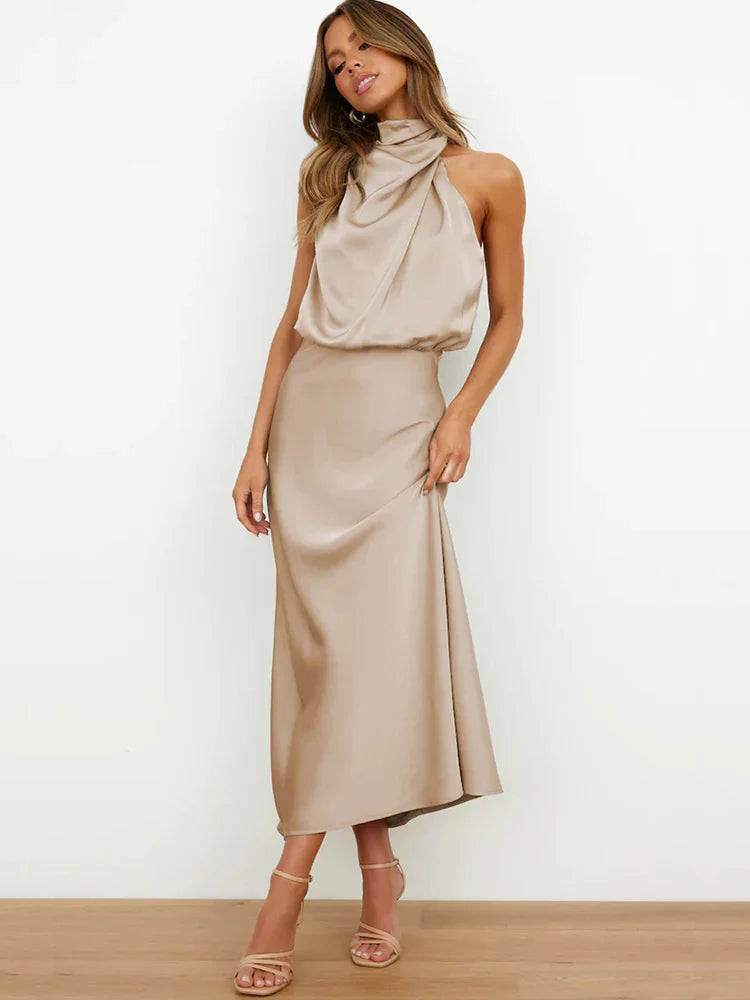 Amira - Damen Abendkleid elegant mit Stehkragen