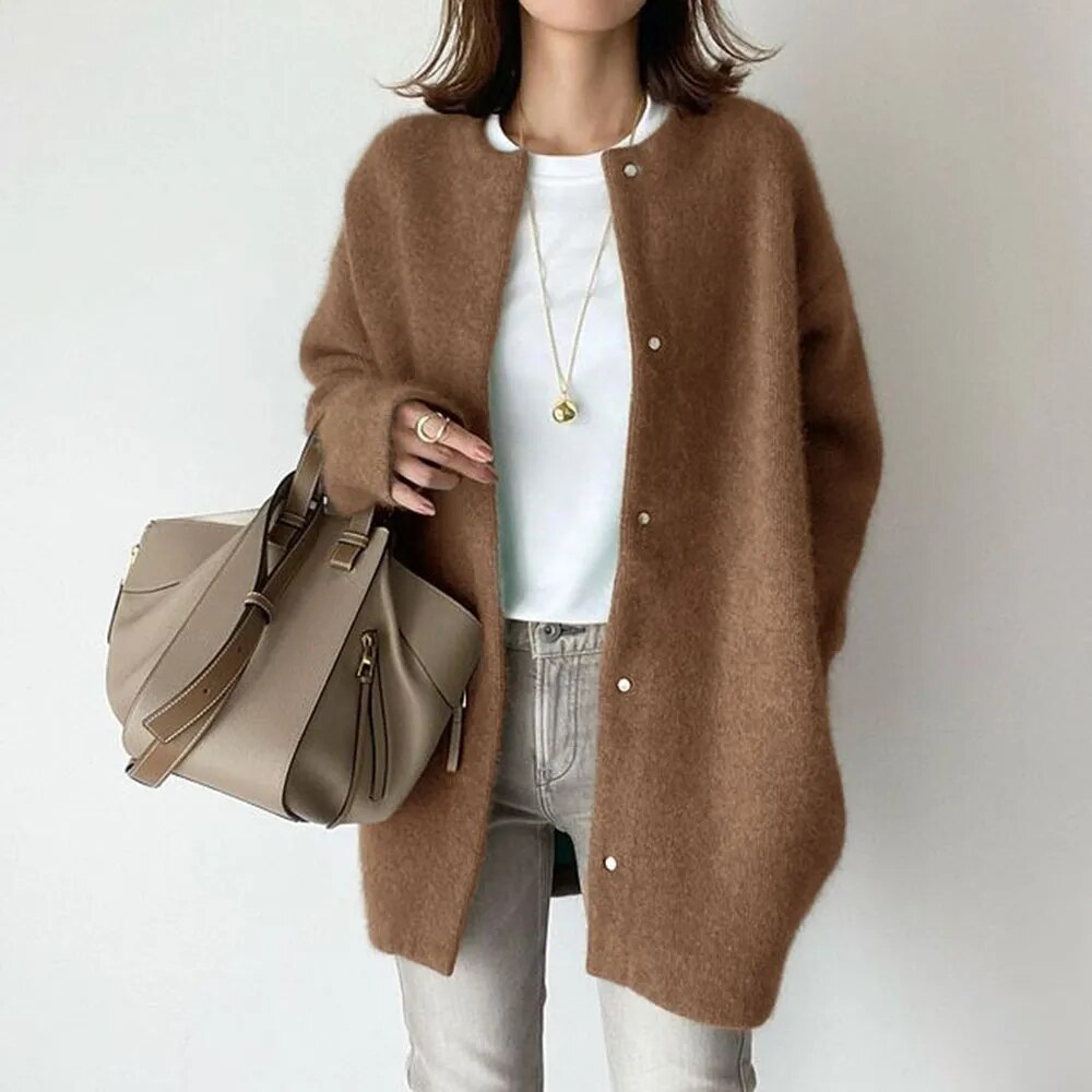 Noelle – Damen Cardigan mit Oversize-Schnitt und Knopfverschluss