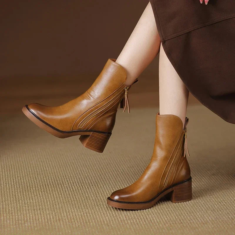 Sophia – Klassische Lederstiefeletten Damen