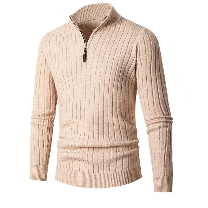 Fabian - Herren Strickpullover mit halbem Reißverschluss