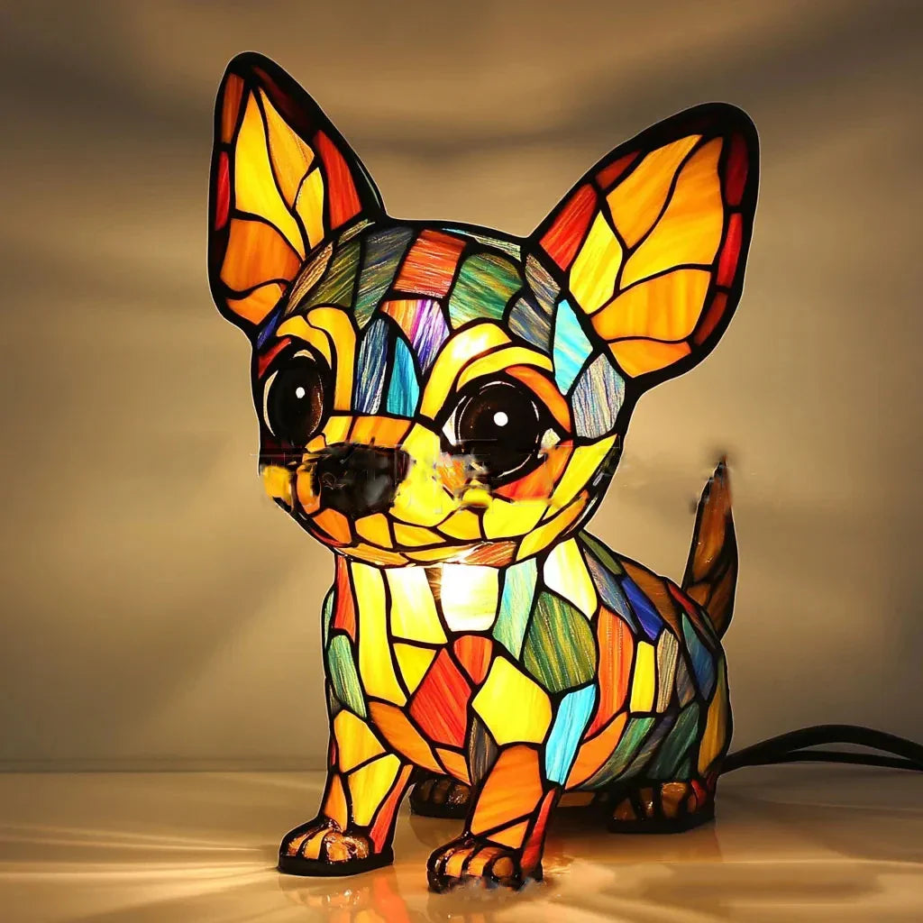 Art Nouveau Stained Glass Cat Table Lamp