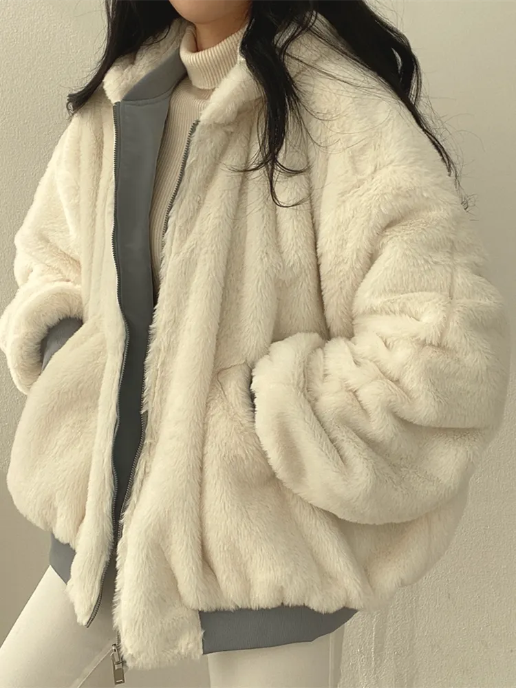 Mila - Damen Winterjacke oversized mit Fellfutter
