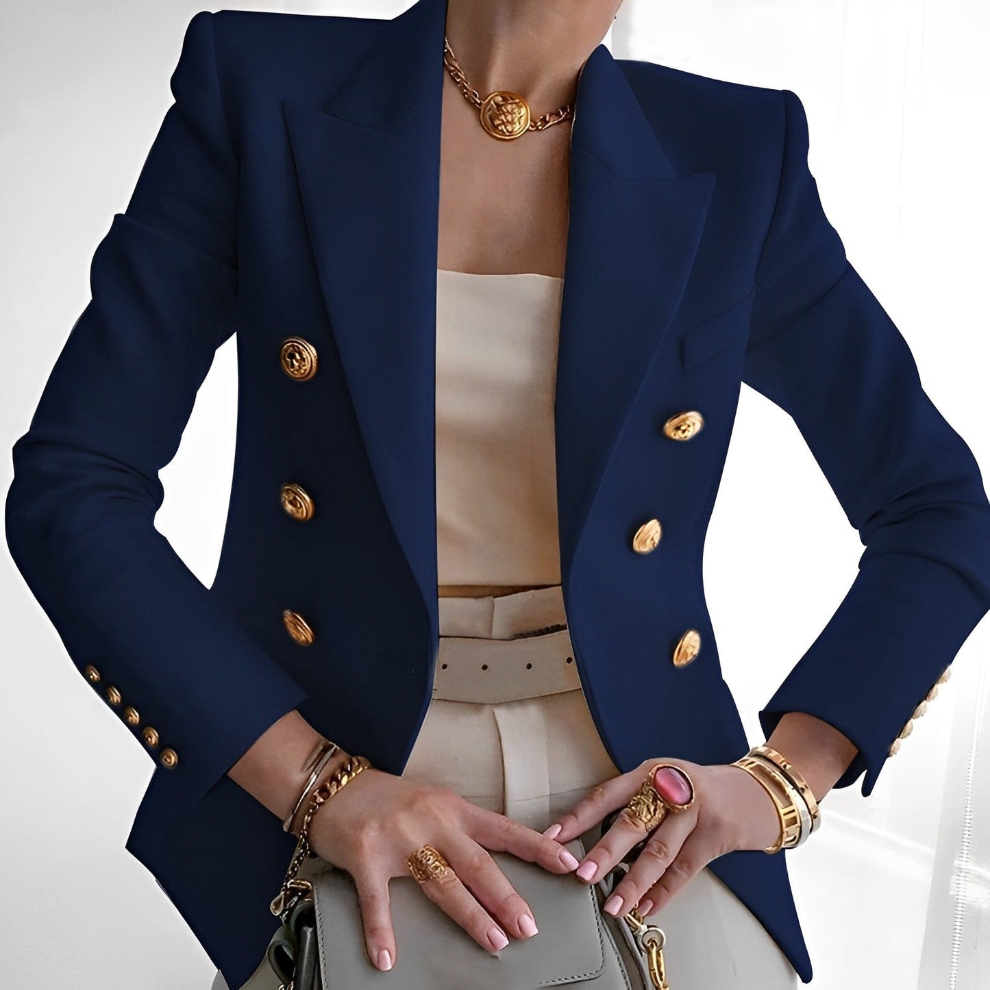 Sofia - Damen Blazer mit doppelreihigen Goldknöpfen