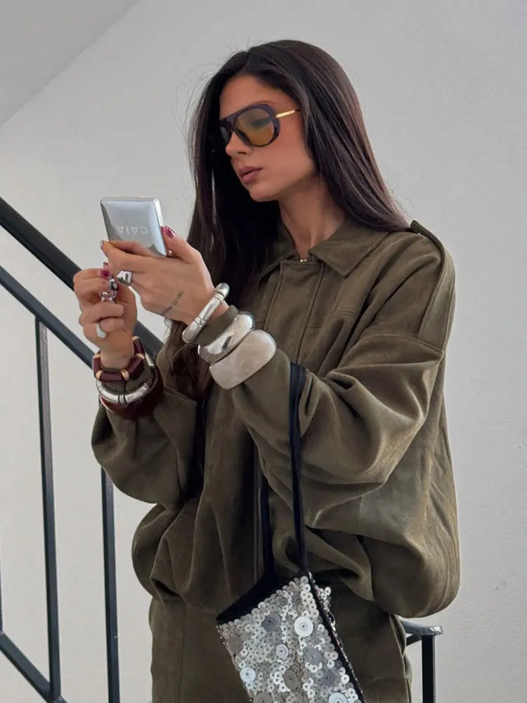 Selena – Damen Wildlederjacke Oversize