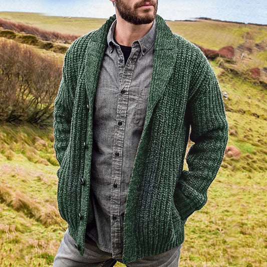 Ewan – Chunky Knit Shawl-Collar Cardigan for Men