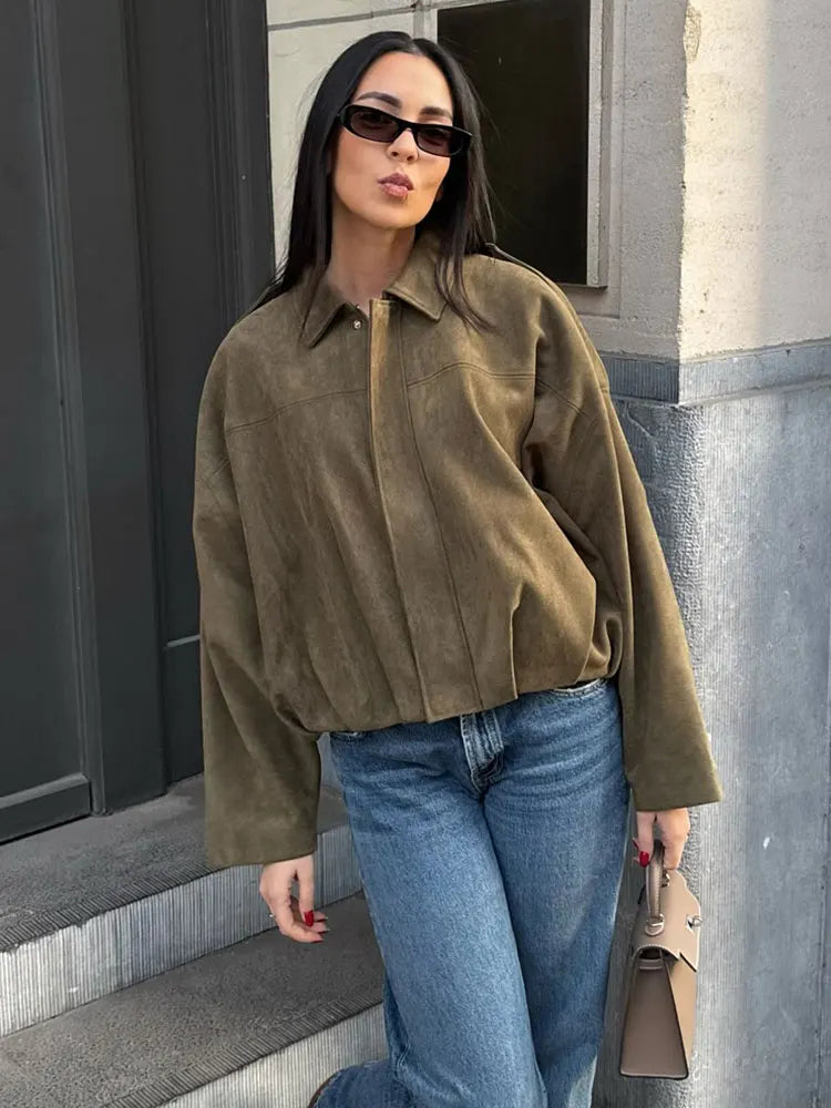 Selena – Damen Wildlederjacke Oversize