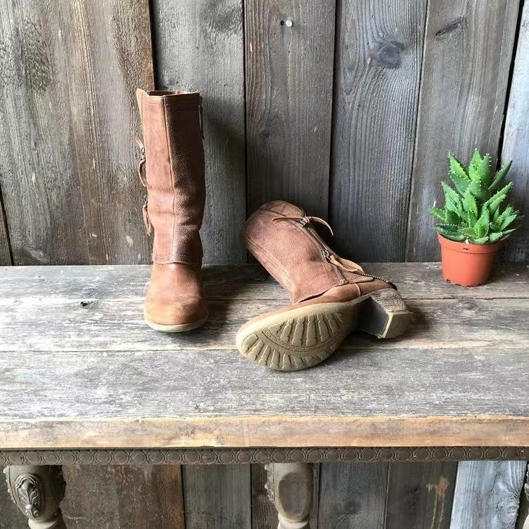 Riley – Vintage Cowgirl Boots im Western-Stil mit Zipper-Details
