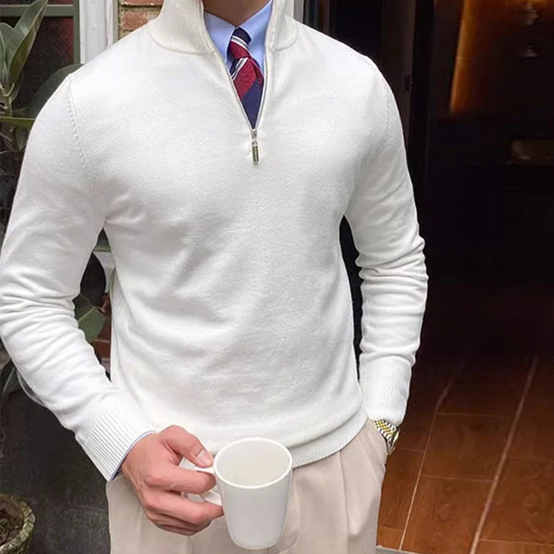 David - Herren Pullover mit halbem Reißverschluss