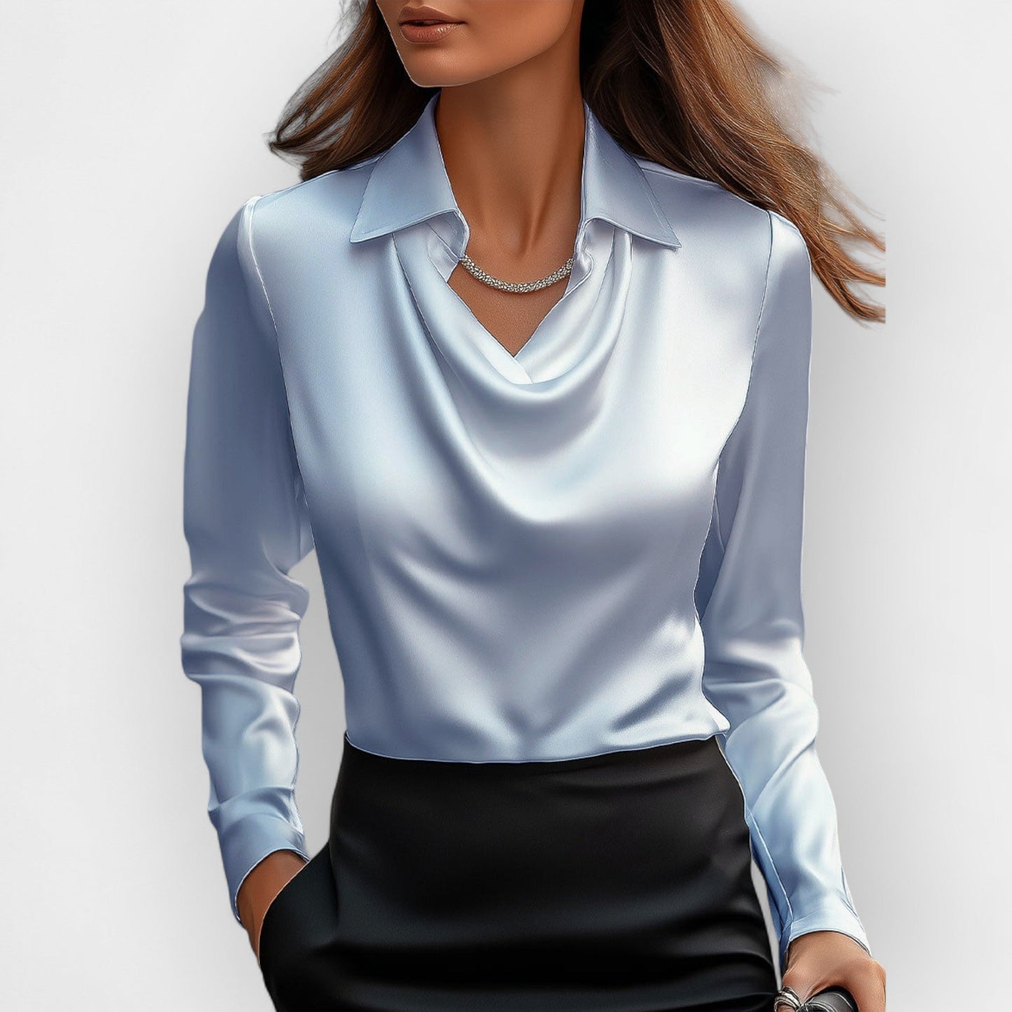 Elena – Satinbluse mit Wasserfallausschnitt Damen