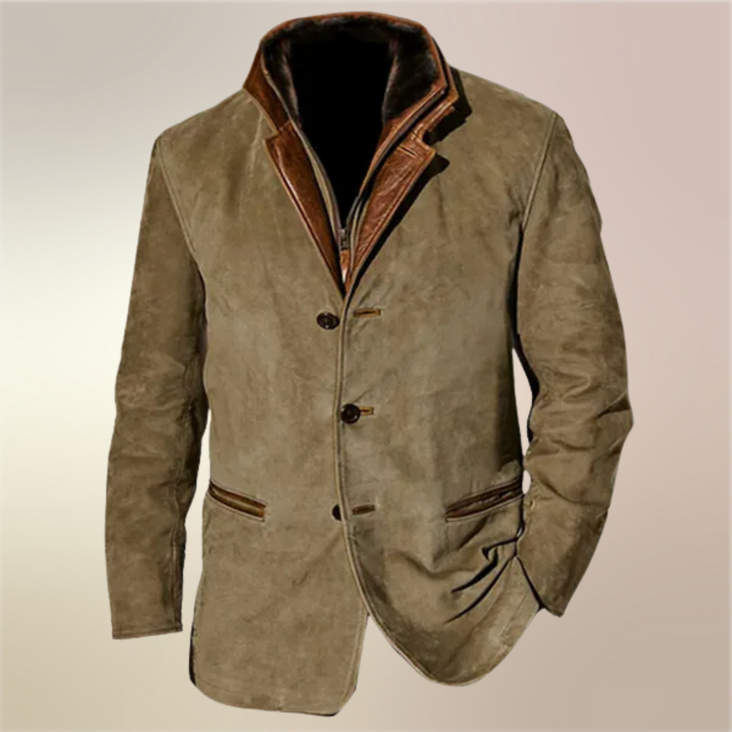 Dominic - Herrenjacke aus Wildleder mit Kontrastdetails