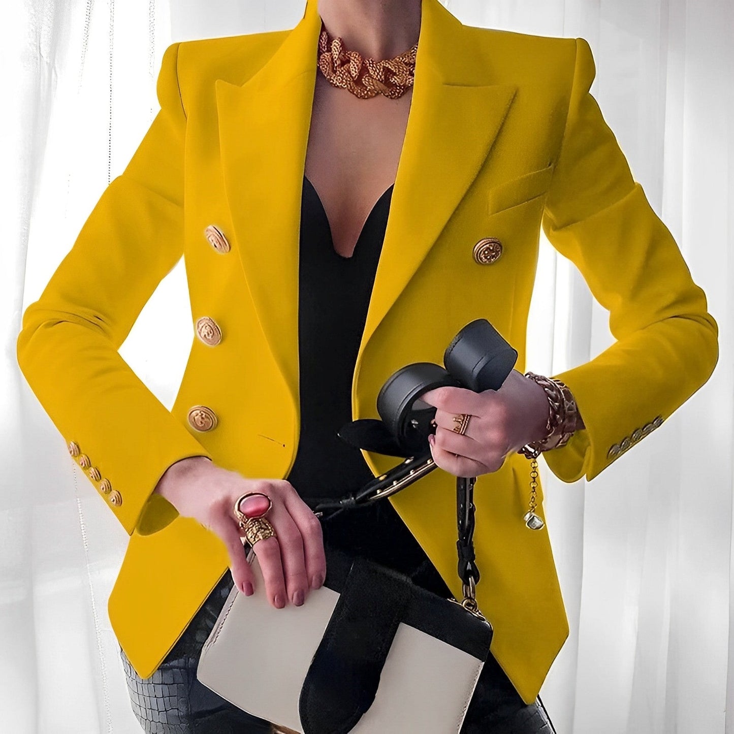 Sofia - Damen Blazer mit doppelreihigen Goldknöpfen