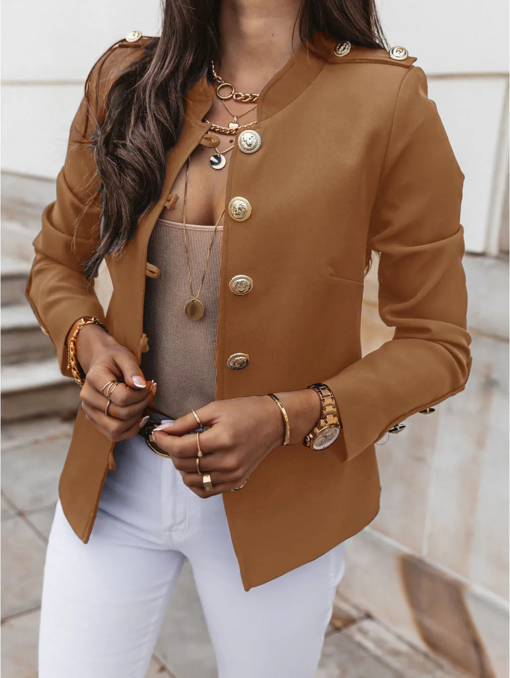 Davina - Damen Blazer mit goldenen Knöpfen und tailliertem Schnitt