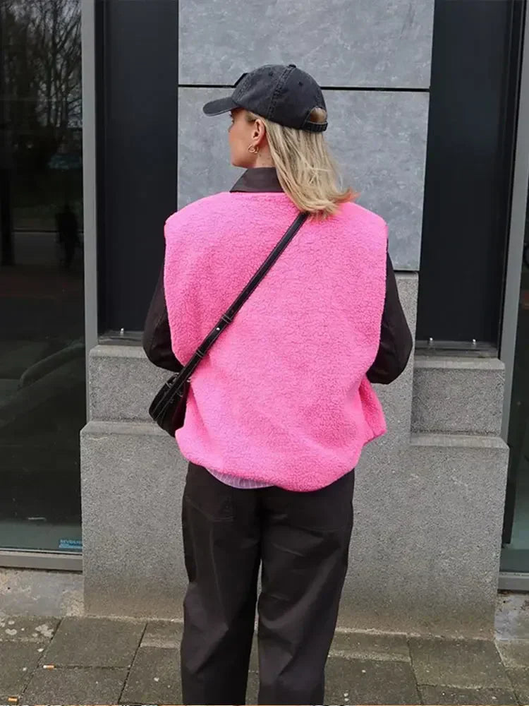 Clara - Damen Fleece Weste mit Druckknöpfen
