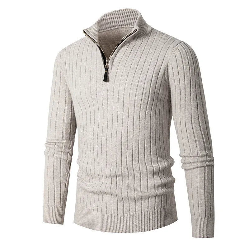 Fabian - Herren Strickpullover mit halbem Reißverschluss