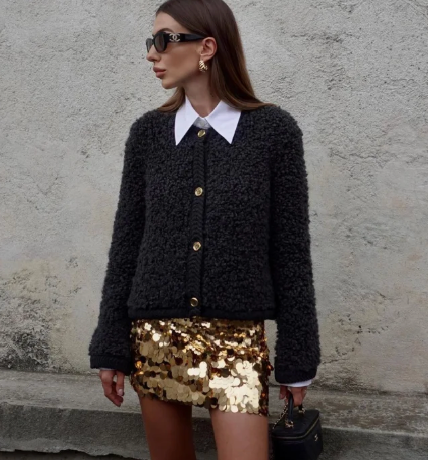 Elisa-Marie - Damen Strickjacke mit Knopfleiste und Rundhalsausschnitt