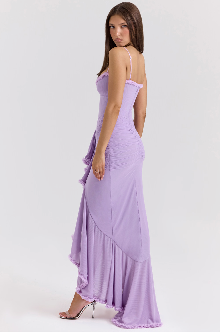 Valeria - Damen Abendkleid mit Volants und figurbetont