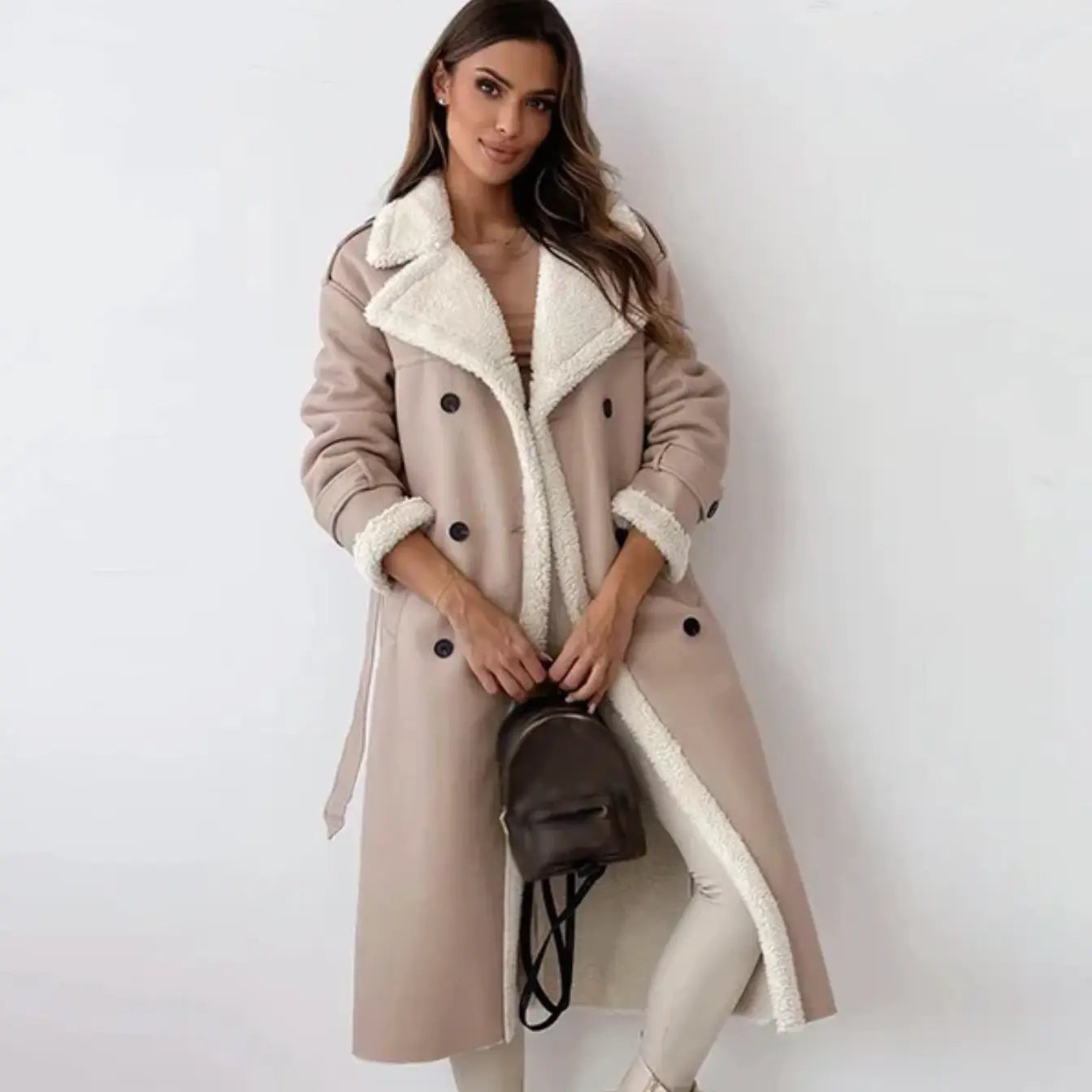 Celeste – Langer Kunstledermantel Damen